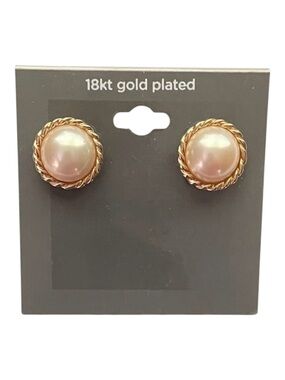 NWT 18k Gold Plated Faux Pearl Earrings